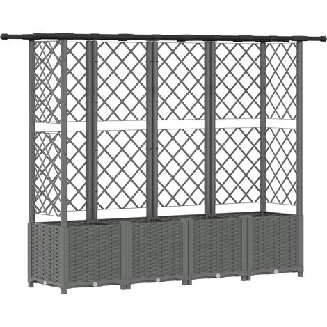 Maison Exclusive - Lit Élevé avec Treillis et Toit Gris clair 202 x 40 x 136 cm PP (1/5)