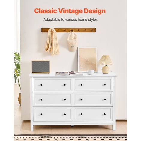 Commode 6 tiroirs, meuble de rangement en bois avec système coulissant et anti-basculement, style rétro minimaliste, meuble TV de r… (1/5)