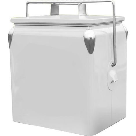 Mini réfrigérateur rétro Cola 13L blanc, glacière portable de voyage 38x32x24cm pour camping pique-nique extérieur (1/5)