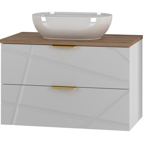 Meuble simple vasque 80cm Aurora Blanc et Bois (1/5)