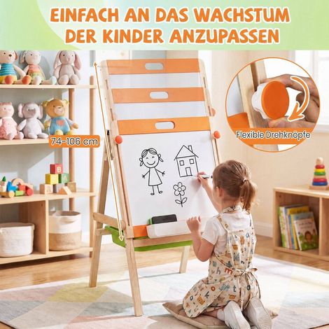 2-in-1 Kids Art Easel with Magnetic Whiteboard & Blackboard (1/5)