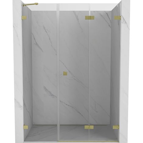 Mexen Lunar-F Falttür Duschkabine rechts 140 cm, transparent, gebürstetes Gold - 836S-140-050-55-00-P (1/5)