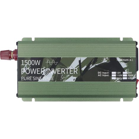 Onduleur 1500W à onde sinusoïdale pure, convertisseur solaire 12V-220V pour camping-car et extérieur, avec ventilateur de refroidissement intégré (1/5)