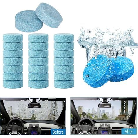 100PCS Nettoyant Pare-Brise Voiture Auto Comprimé Effervescent Verre de Pare-Brise de Voiture Lave-Glace Voiture Nettoyage de Verres Comprimés Nettoyant Solide Pastilles(1PCS=4Litres) (1/4)