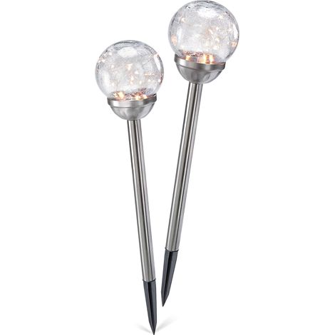Set mit 2 Solar-Außenleuchten mit goldenen Kugeln LED-Lichtshow Solar-Gartenkugellaterne Solar-Gartenleuchten Solar-Gartenleuchten, Balkon, zerbrochenes Glas