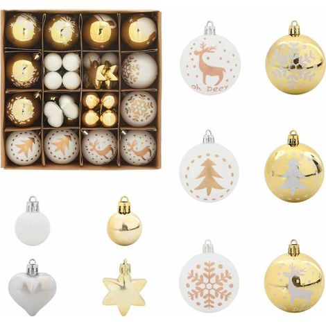 Ensemble de Boules de Noël 40 pcs Blanc et or Plastique CFW431229 (1/5)
