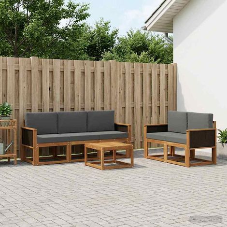 vidaXL Outdoor-Sofagarnitur mit Kissen 6 pcs Natur und Anthrazit (1/5)