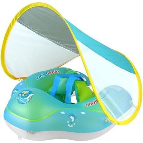 Baby-Pool-Schwimmring mit Sonnendach, aufblasbarer Baby-Schwimmring mit Sonnenschutzdach (1/5)