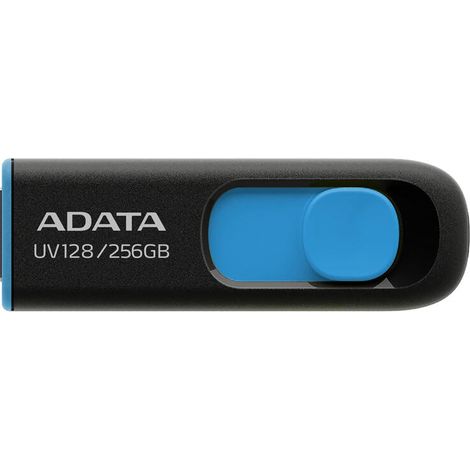 Memoria USB ADATA UV128 256GB USB 3.2 Gen 1 100MB/s Capless Negro Azul (1/4)