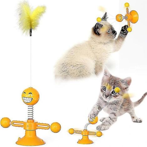 Jouet à plumes pour animaux de compagnie, 1 unité, couleur orange (1/2)