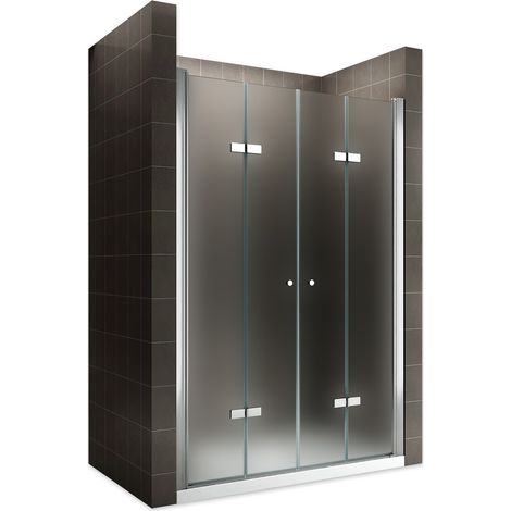 EMMY Porte de douche pliante pivotante H 195 cm largeur réglable 116 à 120 cm verre opaque (1/5)