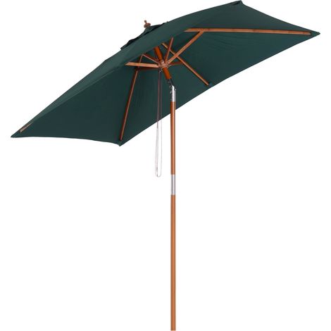 Sonnenschirm Knickbarer Gartenschirm Aus Tannenholz, 3-Stufig Einstellbar, Grün, 200X150X230Cm
