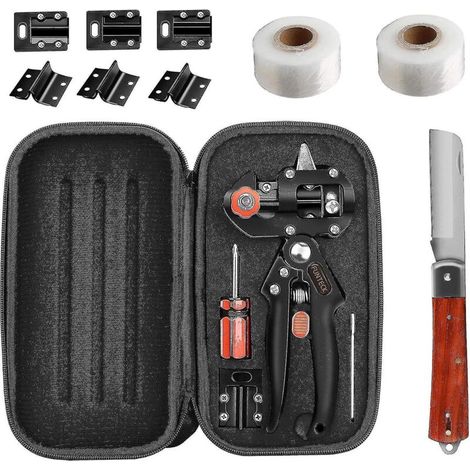 Kit de greffage 2 en 1 avec outil de greffage, outil de greffage en V et en U, idéal pour le greffage des arbres fruitiers, comprenant des rubans de greffage, un couteau à greffer et une lame de recha (1/5)