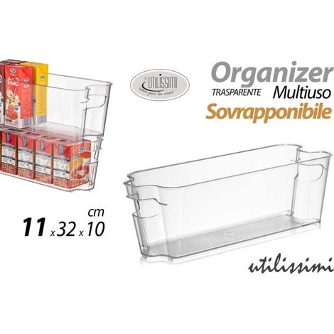 Contenitore Organizer Sovrapponibile Trasparente 11 x 32 x 10 cm Gicos (1/2)