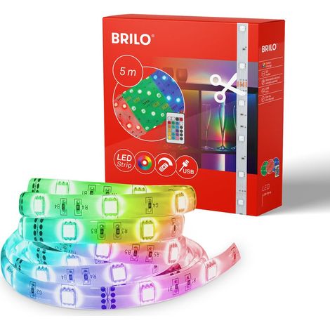 Briloner Leuchten USB - LED Bänder - 2308150 - RGB Farben - Lichtmodi - Kürzbar - Inkl. Fernbedienung - 500 x 10 cm (LxB) (1/5)