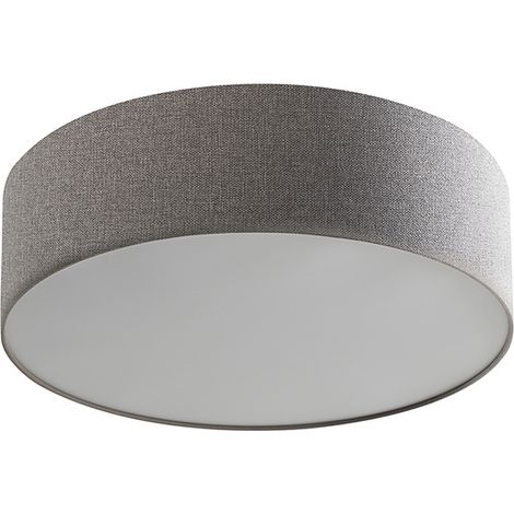 Plafonnier Cylindrique Vivien 48 Cm - Plafonnier En Tissu Gris Avec Douille E27, Classe I, Ip20, Design Moderne - Groupe Rossini (1/5)