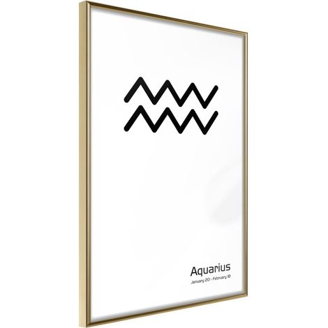 Affiche Murale Encadrée "Zodiac Aquarius II" 30 x 42 cm Or