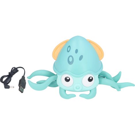 Poulpe de bain électrique à capteur, pieuvre amphibie flottante et rampante, jouet à tirer pour le bain, cadeau idéal pour les enfants et les tout-petits (cyan) (1/5)