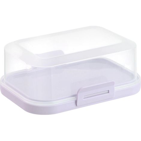 1 beurrier empilable avec couvercle et fermeture à clic, lilas/transparent, boîte en plastique, cloche à beurre, sans BPA, multi-usage, robuste (1/5)