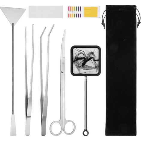 Aquarium Kit Outil, 7 en 1 Aquarium Aquascaping Kit, INOX réservoir d'eau Réservoir Eau Plante Pinces Ciseaux Outils Set,Pinces d'alimentation pour Reptiles,Plantes Aquatiques et Terrarium (1/5)