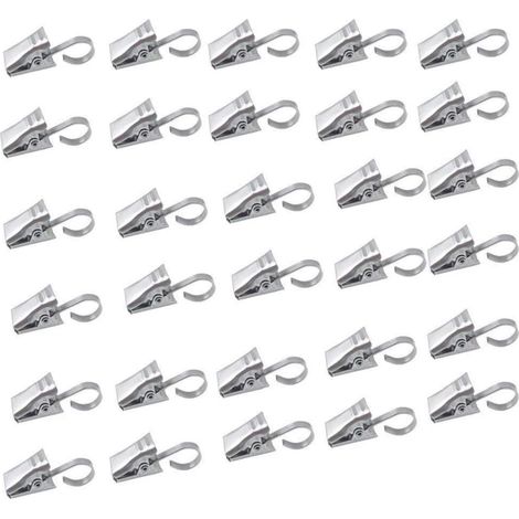 Lot de crochets en acier inoxydable avec clip pour rideau de douche, décoration de la maison, argent. 50 (1/5)
