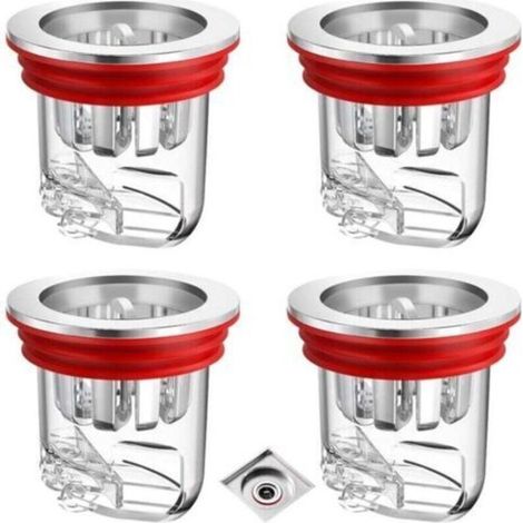 4 Pièces Clapet Anti Odeur, Transparent Anti-Odeur Drain de Sol Douche pour Machine à Laver, Trous de Drainage, Salles de Bains et Cuisines (1/4)