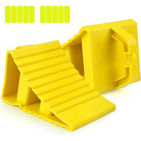Cales de roue en plastique antidérapant avec 2 cales de frein pour camion, voiture, remorque, caravane, camping-car (1/5)