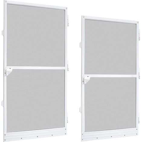 Moustiquaire de porte 120 x 240 cm avec cadre aluminiun Moustiquaire Cadre en Pour balcon salon porte de terrasse - Blanc NAIZY (1/5)