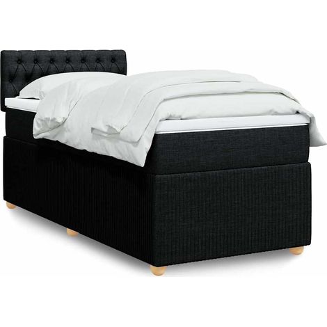 Boxspringbett mit Matratze Schwarz 90x200 cm Stoff (1/5)