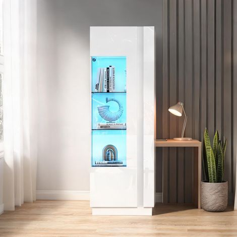 Vitrine haute blanche 60 x 40 x 180 cm avec porte acrylique (1/5)