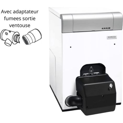 Domusa – Chaudière fioul condensation 19 kW – Rendement jusqu'à 103% – Capacité d'eau 14L – Brûleur inclus – Évacuation ventouse (1/5)