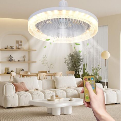 Lampe Ventilateur Plafond, E27 Lustre Ventilateur de Plafond avec Télécommande,Pour Les Chambres à Coucher,Les Salons et Bien Plus Encore (1/5)
