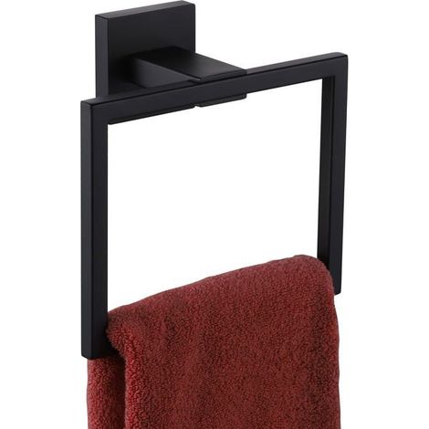 BelleRise - Anneau porte-serviettes, porte-serviettes de douche, support mural en acier inoxydable pour salle de bain, noir mat. (1/4)