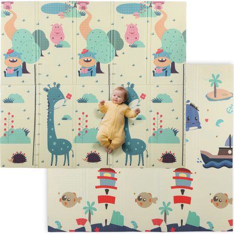 AIYAPLAY alfombra bebé acolchada plegable reversible 196x176x1,5 cm tapete de actividades bebé XPE doble cara impermeable multicolor (1/5)