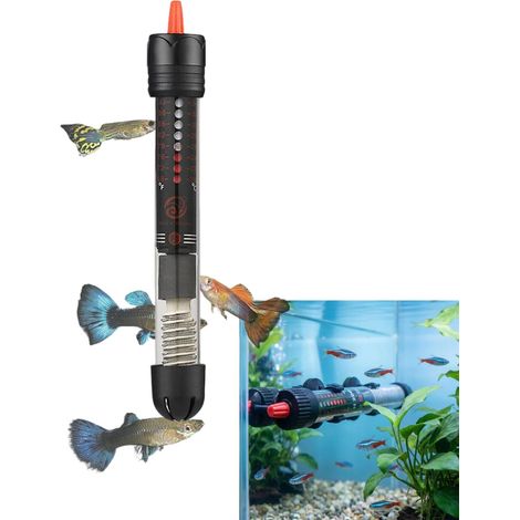 Chauffage d'aquarium 25W avec thermostat - Chauffage d'aquarium réglable pour petits et nano aquariums (10-30 litres) - Plage de température 20-34°C - Verre de quartz épais, classe de protection IP68, (1/5)