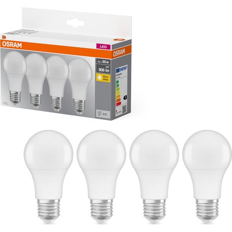 Ampoule LED, Plastique, E27, 9 W, 2700K Blanc Chaud, 60W - Pack 4 units (1/5)