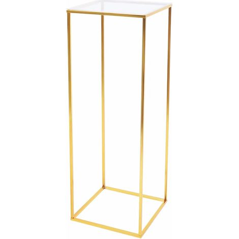 Support de fleurs en métal doré - Fer acrylique - Pour fête de mariage, fête, événement - Décoration de table (doré, 28 x 28 x 80 cm) (1/5)