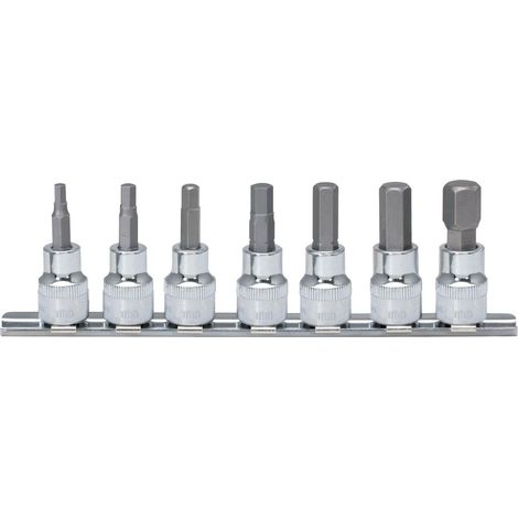 1/4" CHROMEplus Jeu de douilles tournevis 6 pans intérieur, 7 pcs2,5-8 mm
