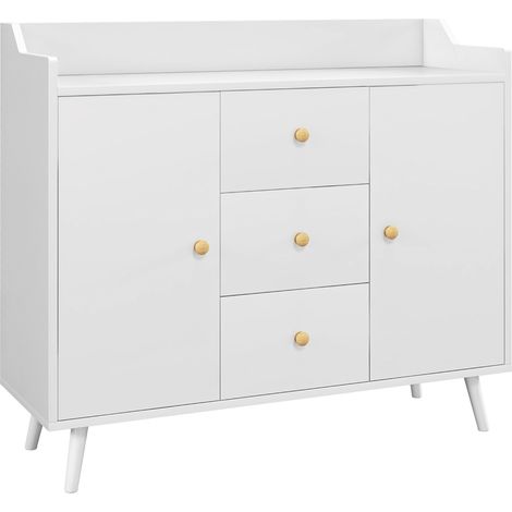 Buffet bas grand plateau à rebord HERVY blanc