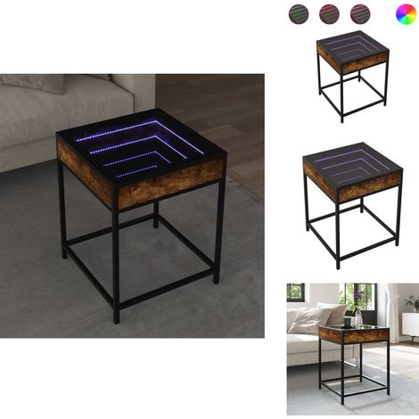 Couchtisch mit Infinity-LED Räuchereiche 40x40x51 cm - Couchtisch - Couchtische - Beistelltisch - Sofatisch (1/5)