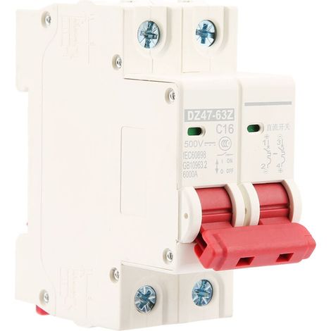 Disyuntor de seguridad mini MCB 2P DZ47-63Z-2P, protección contra sobrecorriente CC 16 A, 500 V, 6 kA (1/4)