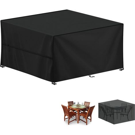 Tissu Oxford 420D – Couverture étanche pour mobilier de jardin 140x140x90 cm – Conception à fermeture éclair et clips – Cache-mesure anti-vent pour tables et chaises de terrasse (1/5)