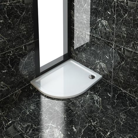 ELEGANT 1000 x 800 x 40 mm Quadrant Stone Tray LEFT for Shower Enclosure Cubicle + Waste Trap (1/3)