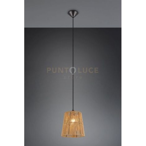 Lampada a sospensione boho marrone carta HOLM E27 RL