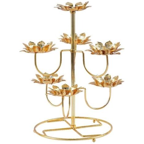 1 pièce Socle de lampe à beurre de lotus, porte-lampe Bouddha, porte-bougie créatif de style temple (1/3)