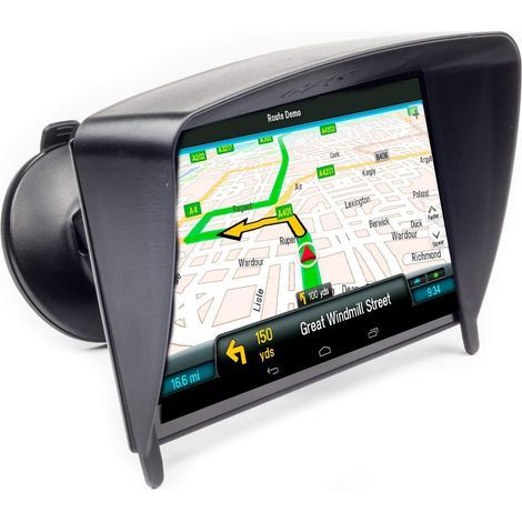 - Parasole GPS - Visiera antiriflesso - Riduce i riflessi del sole e della notte - Per navigatori per camion e auto - Nero - 7x18 cm (1/5)