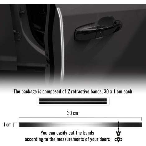 Strisce Adesive 3D Rifrangenti Auto, Nero, 1 x 30 cm - Confezione: 2 PEZZI