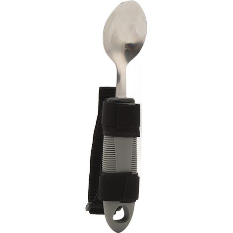 Cuillère adaptative en acier inoxydable forme ondulée, manche ergonomique pour arthrite et Parkinson, aide à manger antidérapant (1/5)