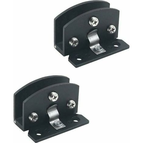 2 bisagras para puertas de cristal para vitrinas/bodegas/bisagras de clip (aptas para cristal de 5–8 mm de grosor – negras), repuestos para bisagras de puerta – negras (1/5)
