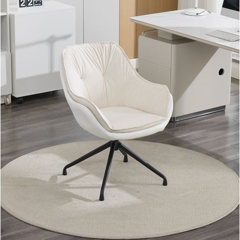 Chaise de bureau pivotante à 360° avec piètement métal, beige (1/5)